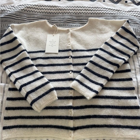 Sezane Gaspard ecru navy stripes size S NWT - Picture 2 of 6